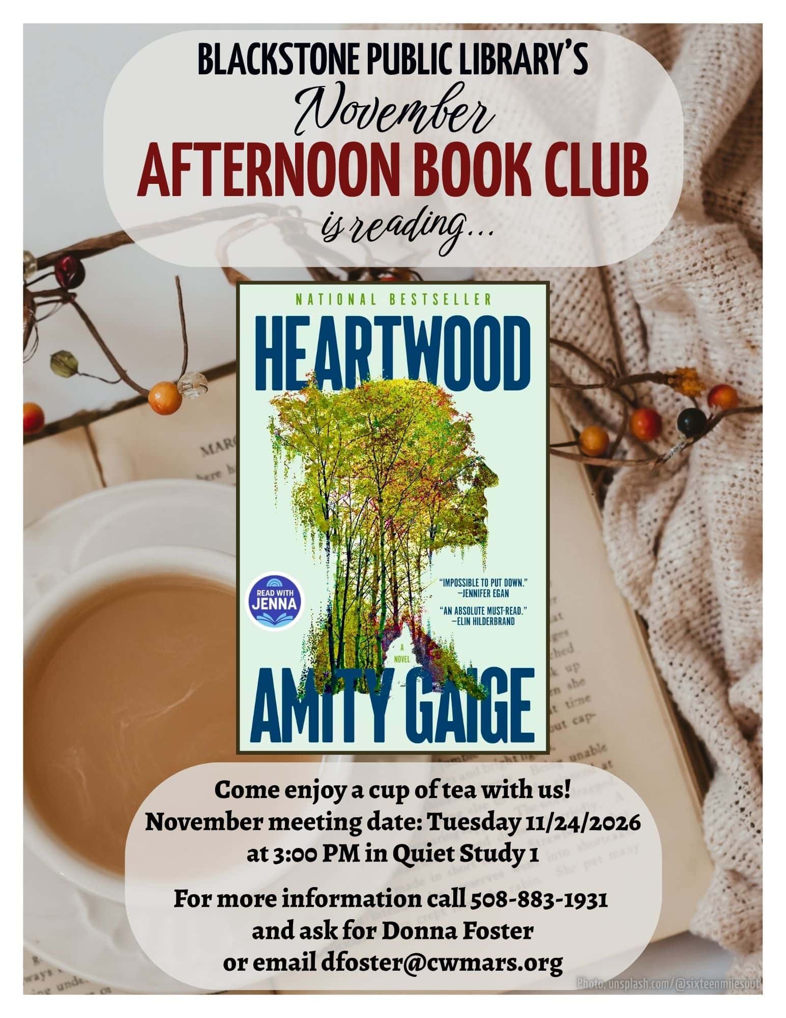 November 2026 Afternoon Book Club Flyer. See PDF for details.