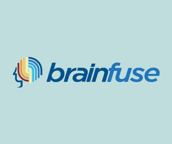 Brainfuse logo featuring a stylized human profile with colorful, curved lines resembling a brain, next to the word brainfuse in blue text on a light blue background.