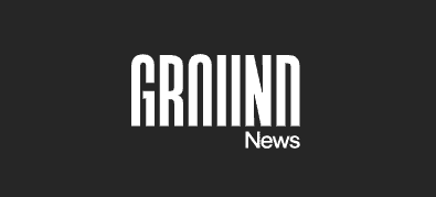 White text on a black background displaying the stylized word Ground in large font above the word News in smaller font.