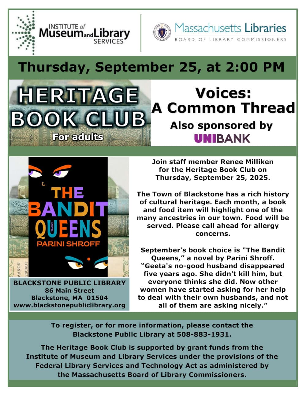 A poster for a book club.