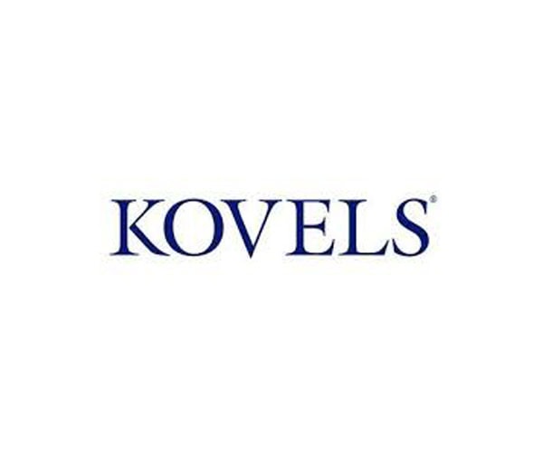 The word KOVELS in bold, dark blue, capital letters is centered on a white background.