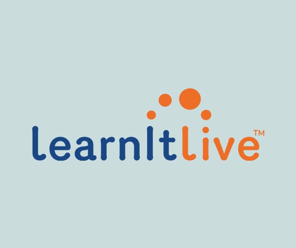 The Learn It Live logo with learnit in blue and live in orange, featuring a curved line of orange dots above the text on a light blue background.