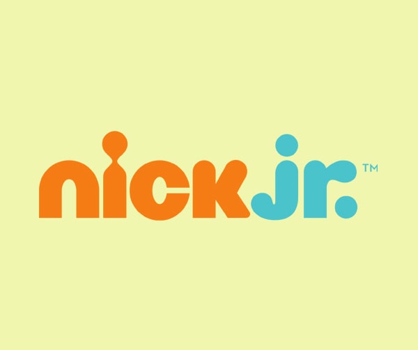 The Nick Jr. logo features the word nick in orange lowercase letters and jr. in blue lowercase letters, set against a pale yellow background.
