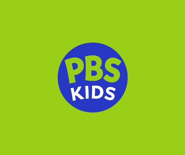 PBS KIDS logo featuring the words PBS in green and KIDS in white, inside a blue circle on a bright green background.